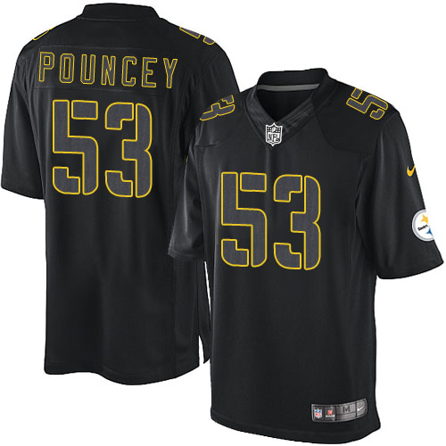 Youth Elite Maurkice Pouncey Nike Jersey Black - #53 Impact NFL Pittsburgh Steelers